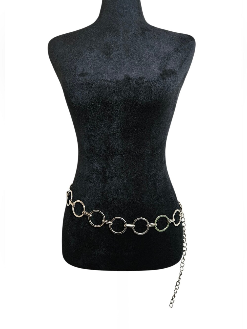 Women's Y2K Silver Circle Link Chain Waist Belt  One Size